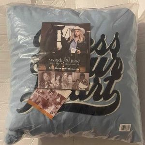 Wanda June Home Crewel Emblem with Pom Pom Pillow Miranda Lambert 18"x18" New